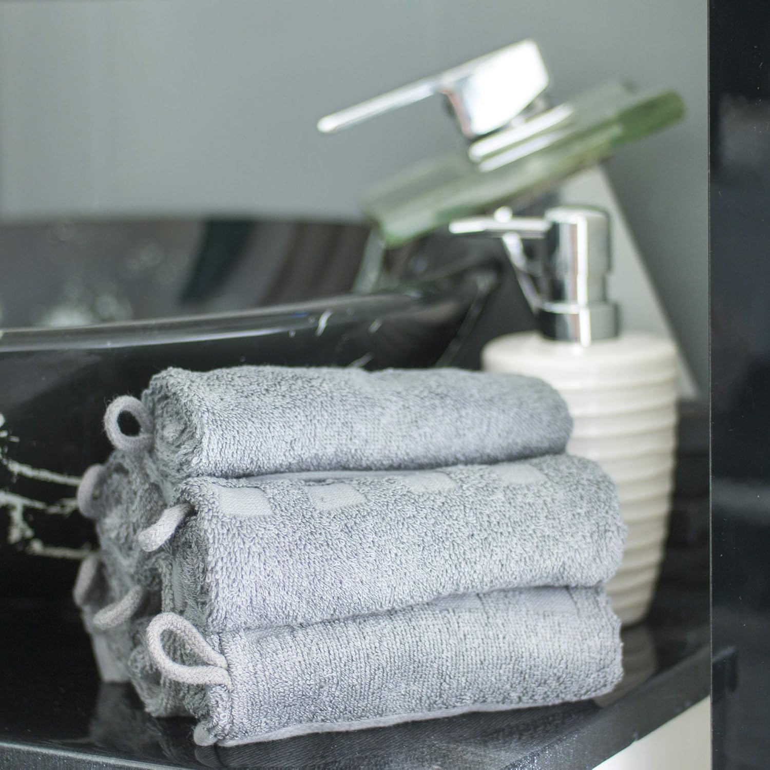 Made Easy Kit Bath Mitts - Pack of 6 - (15.24 CM x 22.86 CM) European Style Washcloth by MEK (Charcoal, 15 CM x 23 CM) - Image 3