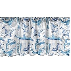 Ambesonne Sea Animals Window Valance, Sketch of