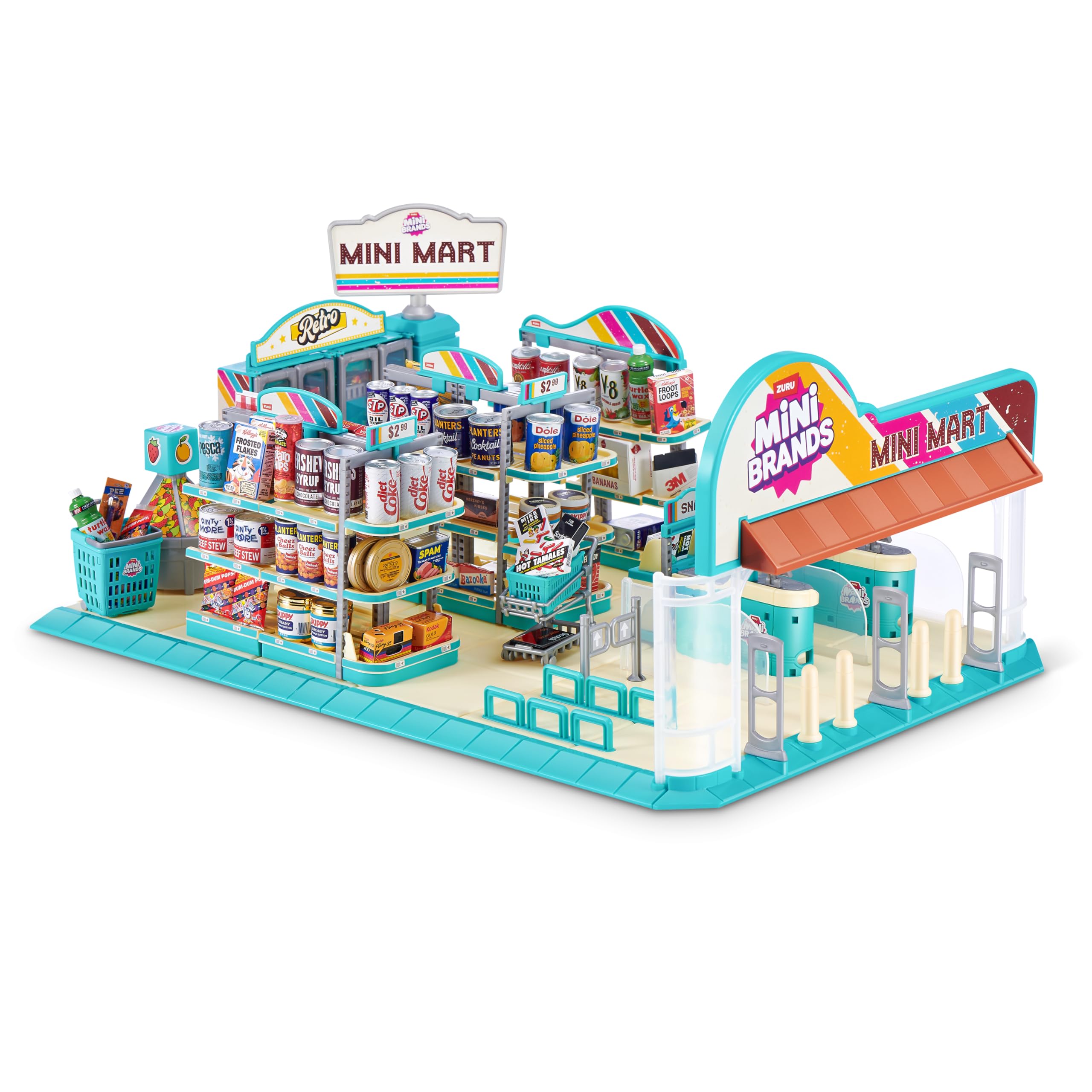 Mini Brands Retro Mini Mart with 5 Minis, Amazon Exclusive Playset, by ZURU – Real Miniature Collectible Store for Kids, Role Play, and Display