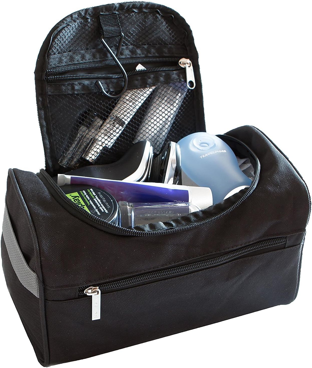 Toiletry Bag Waterproof Wash Bag Cosmetic Bag Hanging Holiday Travel Toiletry Bag ONEGenug, Black - Image 4