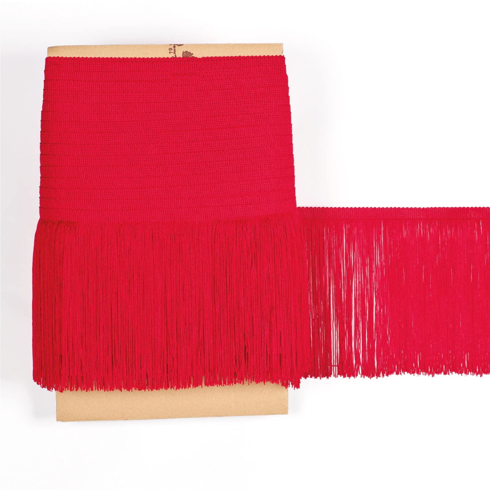 TEXTEX = Cuquillo Fringe for Sewing Flamenco and Sevillana. Composition Rayon 100%. Length of 20 cm. 5m Pieces. (Ferrari red)