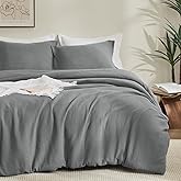 PHF Cotton Muslin Comforter Set King Size – Ultra Soft, Breathable & Lightweight Bedding Set for All Seasons, 3 Pieces - 1 Comfy Comforter 104"x90", 2 Pillow Shams 20"x36", Grey