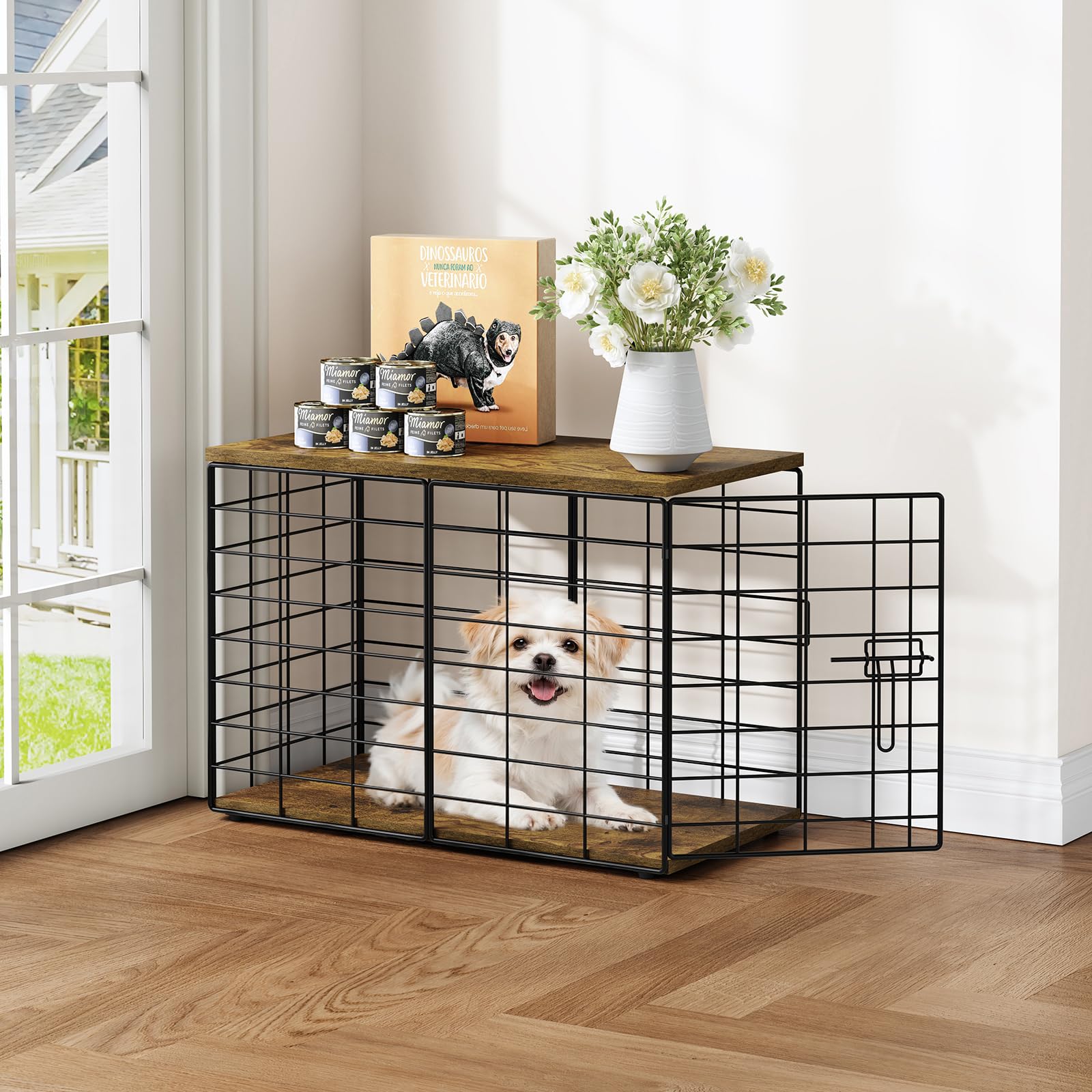 Photo 1 of 24 Inch Small Dog Crate Furniture - Stylish Durable Indoor Dog Kennel with Storage Top & Secure Lock, Dog Crates for Small Dogs Under 10 lbs, Decorative End Table Pet House