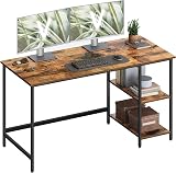 VASAGLE Computer Desk with Left or Right Shelves Rustic Brown Black LWD55X