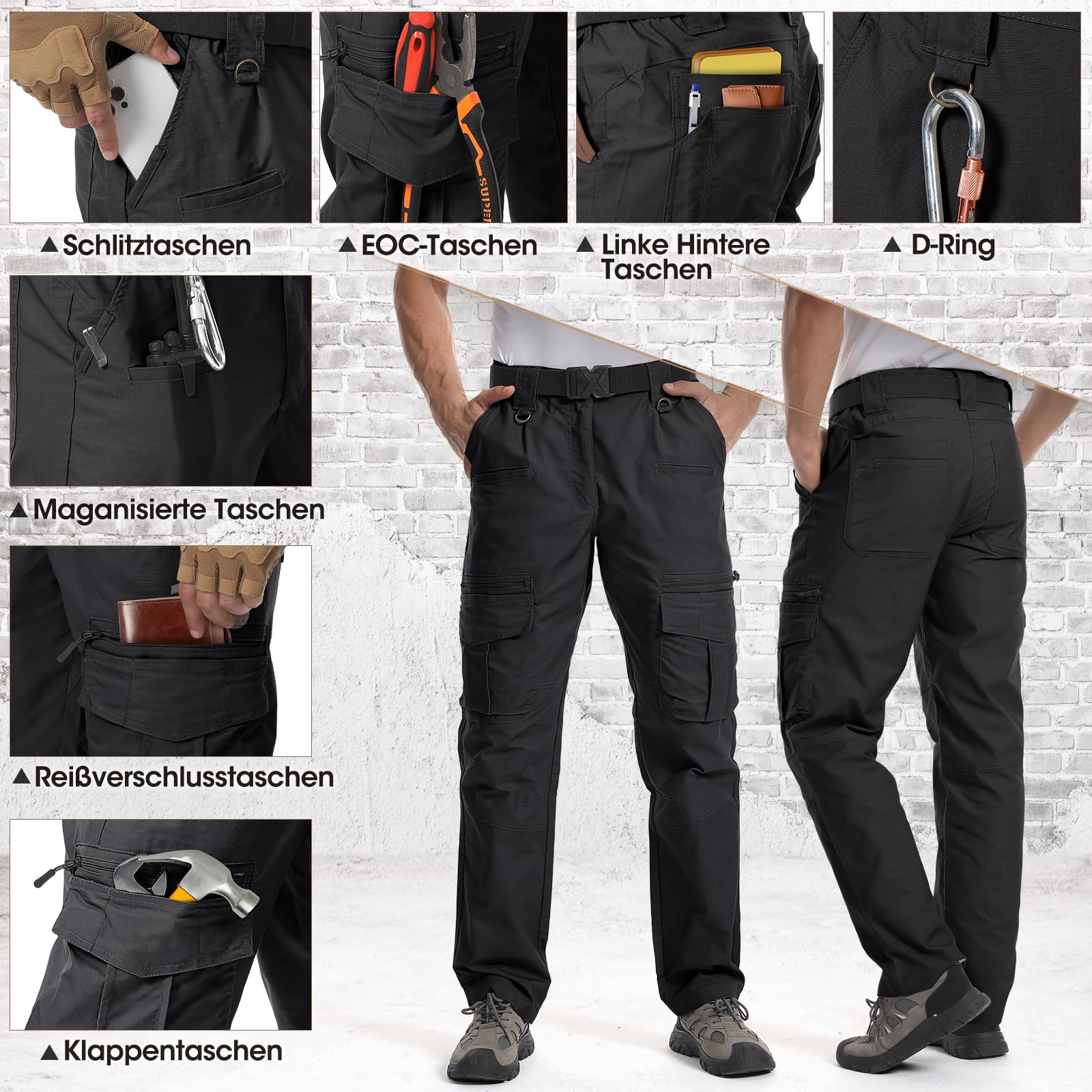 IGOLUMON Arbeitshosen Männer Cargohose Herren Stretch mit Vielen Taschen Outdoorhose Taktische Hose Herren mit Halbelastischer Bund 5