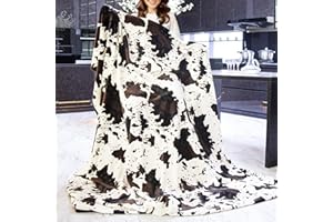 KIVEE Lightweight Cow Print Blanket Plush Fleece Fuzzy Cute Cow Printed Throw Blanket Soft Warm Cozy Flannel Black Cow Blankets and Throws Small Bedding for Baby Girls Boys Toddler Bed Couch 40x50 inch