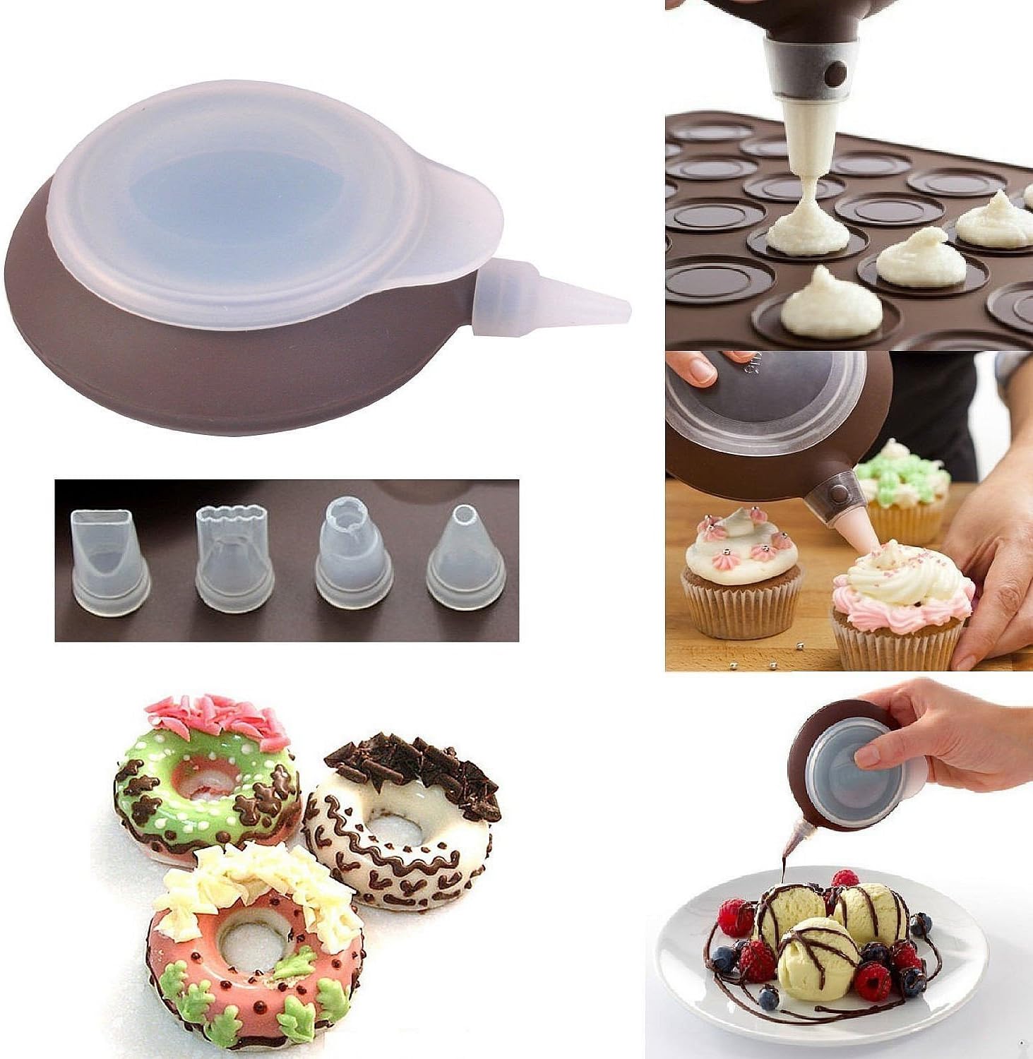 Amazon Com Journey S Edge 6 Piece Macaroon Kit Bpa Free Silicone Non Stick Baking Sheet Decomax Pen Brown Perfect For Holiday Special Occasion Cookies Cake Decorating Frosting Many Other Baked Goods Kitchen Dining