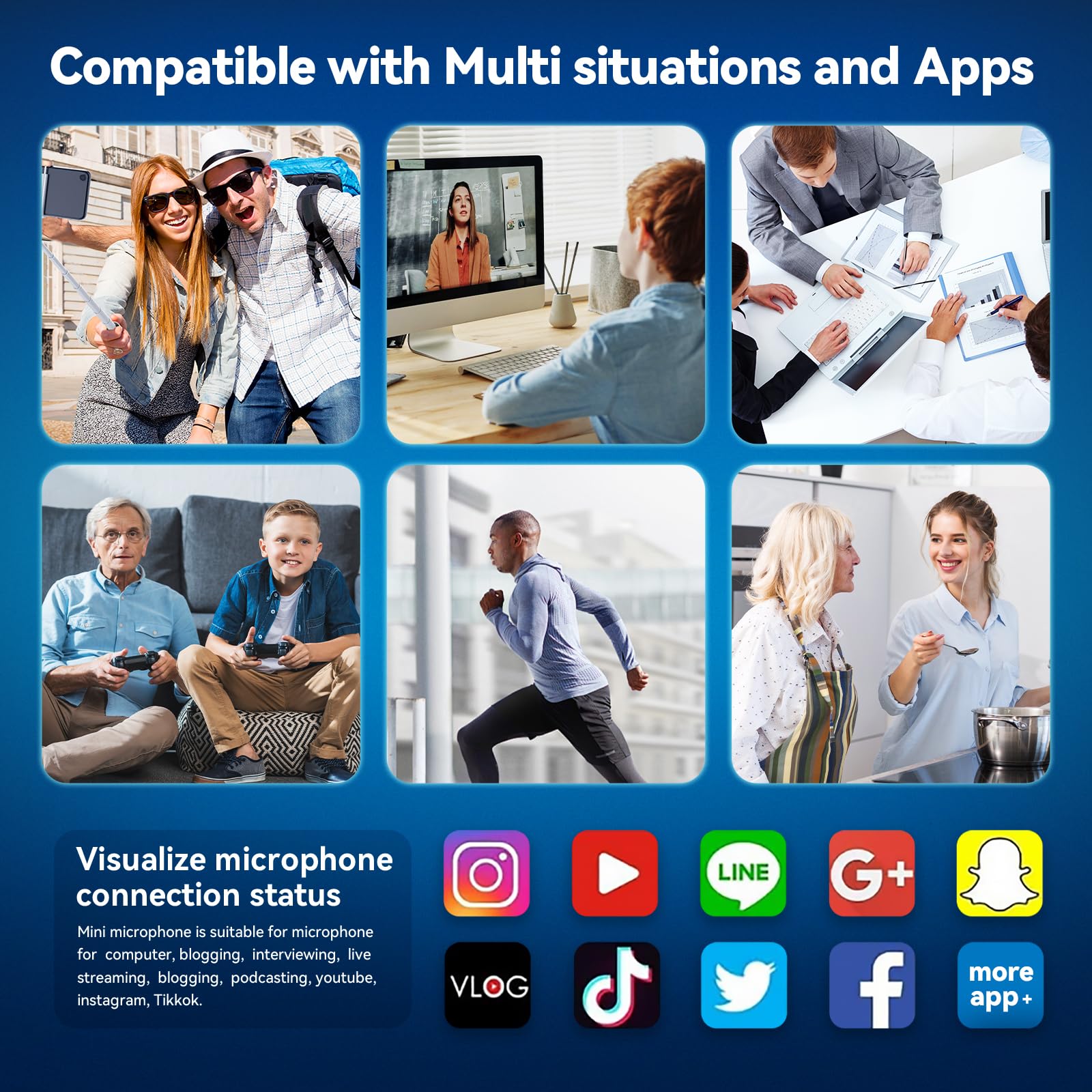 AWSENS 3 in 1 Wireless Lavalier Microphones for iPhone,Android,USB-C,Camera,Built-in Reduction ChipNoise,Plug-Play, 2.4G Ultra-Low Delay Mini Microphone for Interview/tiktok/Vlog/YouTube(3 MIC)