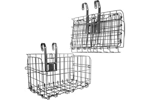 FENGWU Folding Rear Bike Basket Detchable Front Bike Basket Rust Proof Wire Mesh Rear Bicycle Basket Mountain Bike Frame Basket Fold-Up Bike Cargo Rack