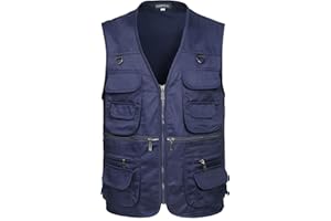 LISUHEPEAL Men’s Fishing Vest Summer Outdoor Work Safari Travel Photo Vest with Multi Pockets