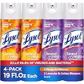 Lysol Disinfectant Spray, Sanitizer, Mango &amp; Lavender, 19 oz, 4 Pack | Multi-Surface Disinfecting &amp; Sanitizing Antibacterial Room Spray, Deodorizer Spray, Home &amp; Bathroom Cleaning Supplies