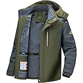 Slwosdlds Men's Winter Ski Jacket Warm Waterproof Fleece Liner Snow Coat Hooded Windproof Mountain Raincoat