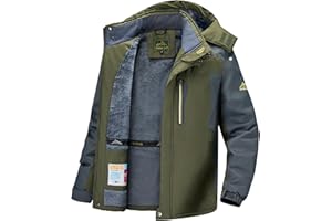 Slwosdlds Men's Winter Ski Jacket Warm Waterproof Fleece Liner Snow Coat Hooded Windproof Mountain Raincoat