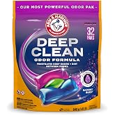 ARM &amp; HAMMER Deep Clean Odor Formula Laundry Detergent Power Paks | Radiant Burst Scent, 32 Count, 32 Loads