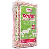 PETSPICK Red Cedar Pet Bedding for Dogs, Horses, Stalls and Kennels, 24 L | Red cedar bedding provides a natural layer for dogs, horses, stalls, kennels and animal areas; 24 L package.