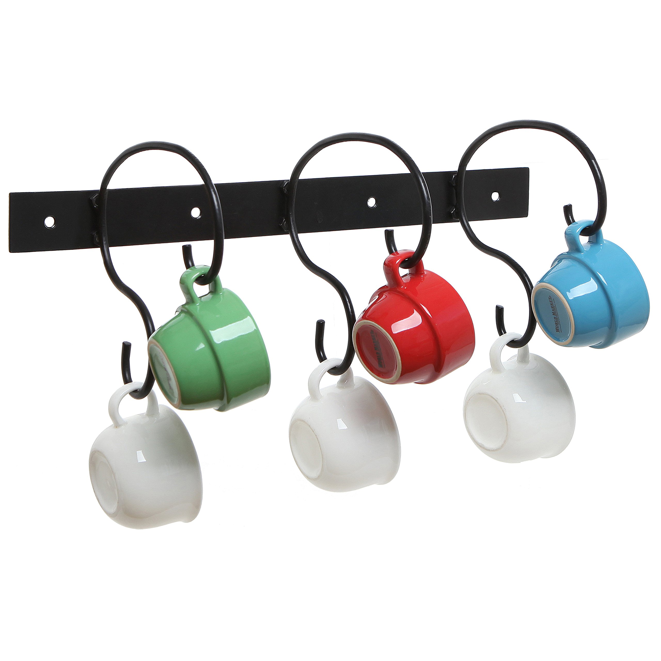 Scrollwork Design 6 Hook Black Metal Wall Mounted Coffee Mug Drinkware Rack / 638346142629 eBay