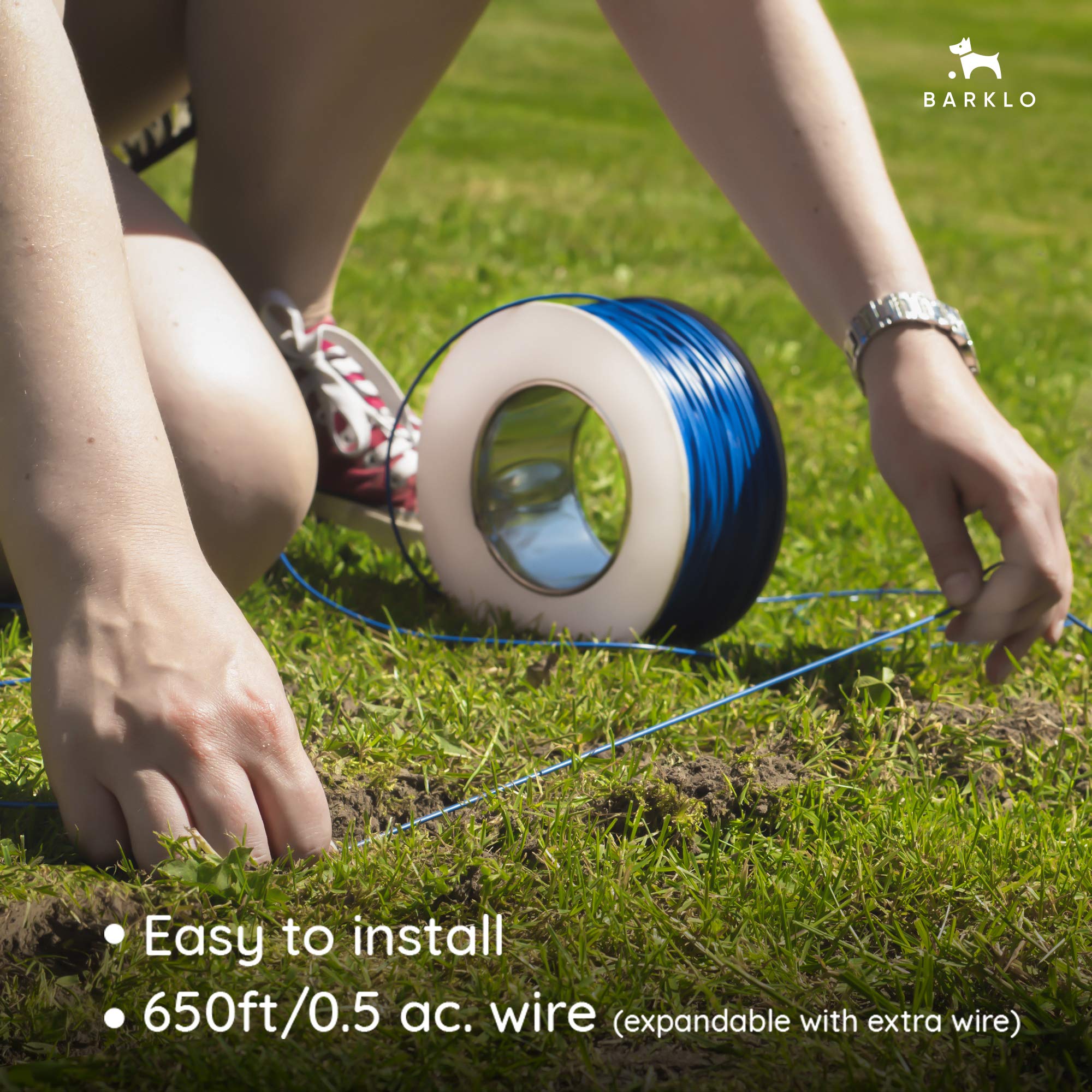 Barklo Invisible Electric Fence for Dogs Underground Pet Perimeter System with 2 Collars and