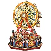 STRUCWOOD 3D Wooden Puzzle Century Ferris Wheel Book Nook Kit for Adults | Miniature House Kit Circus Theme Building Model Craft Set with Lights &amp; Music, Christmas Home Decor Gift for Adults &amp; Teens