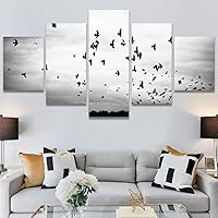 SIGNWIN 5 Panel Canvas Wall Art Modern Art Birds Bohemian Expressive Multicolor Photography Single for Home Decorations Ready to Hang - 60