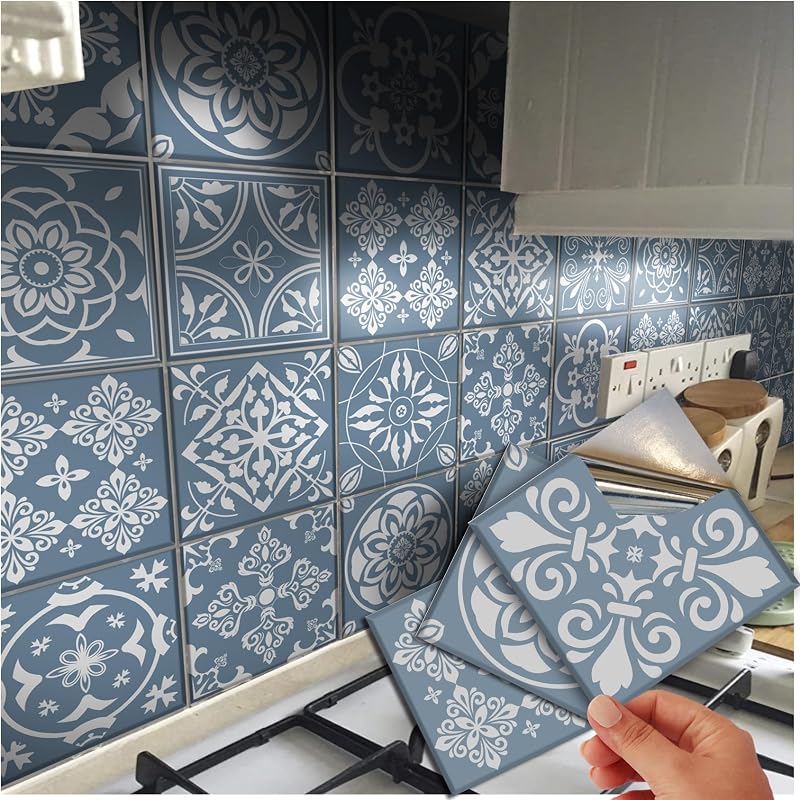 Tile Style Decals 72x 15cm Victorian Mosaic Tile Stickers Kitchen Bathroom Peel