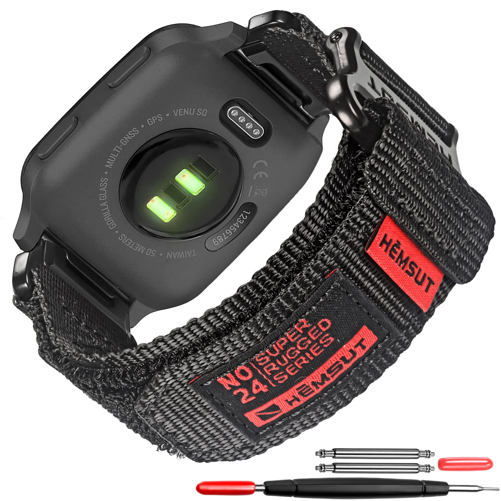 torbollo Compatible for Garmin Venu 2 / Venu 3 Quick Release Pins, Super Rugged Nylon Sports Strap With Woven Loop Design, 22mm Replacement Strap