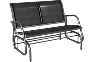 Outsunny 2-Person Outdoor Glider Bench, Patio Double Swing Rocking Chair Loveseat w/Powder Coated Steel Frame for Backyard Garden Porch, Black