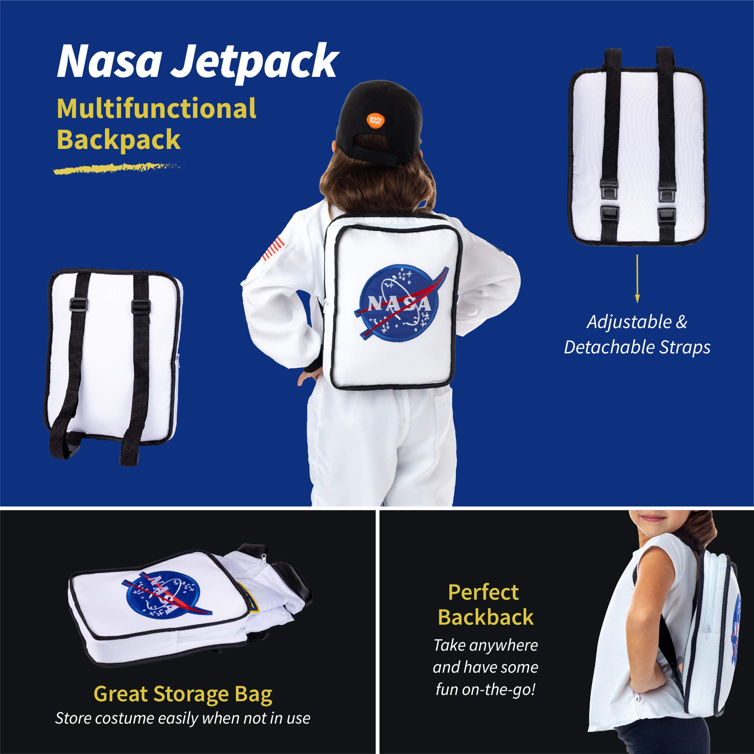 Born Toys Pretend Play Costumes for Kids Ages 3-7, Washable Toddler Dress Up Clothes for Play (Astronaut)