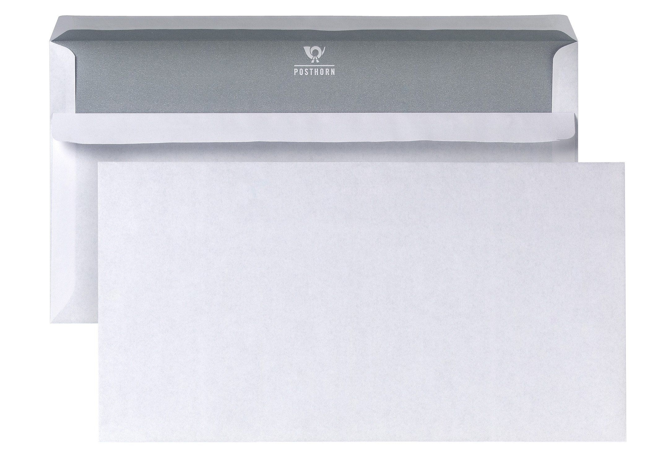 Posthorn Compact Envelope (Pack of 1000), Self-Adhesive Envelope Without Window, White Envelopes with Grey Inner Print, 125 x 235 mm, 80 g/m²