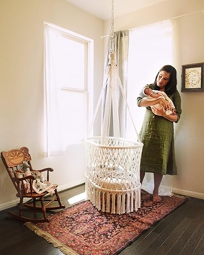 macrame hanging crib