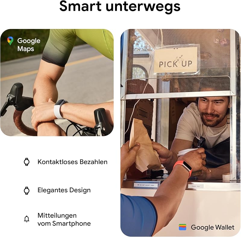 Google Charge 6 Aktivitätstracker enthält eine 3 monatige Google Health Premium Mitgliedschaft, 7 Tage Akkulaufzeit, Google Wallet und Maps, Koralle/Aluminium in Champagne Gold