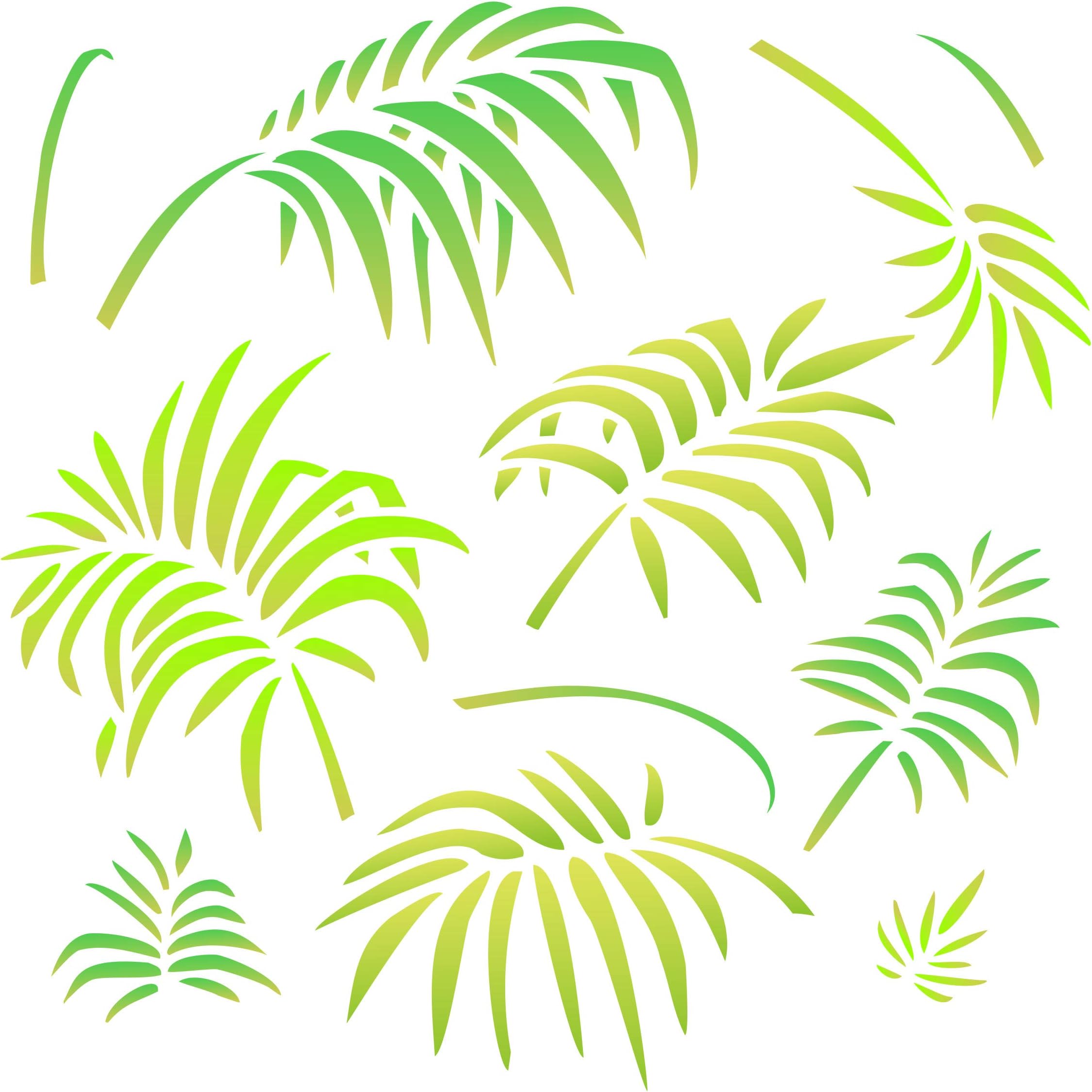 Palm Leaves Stencil - 25.5cm x 25.5cm (M) - Reusable Large Tropical Palm Fronds Wall Stencil Template