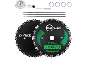 CALPALMY (2-Set) 9" x 20T Chainsaw Tooth Brush Blades Tool Kit, – 2 Blades, 3 Assorted Round Files and 4 Washers | for Cutter