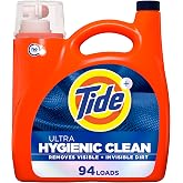 Tide Ultra Hygienic Clean Liquid Laundry Detergent, Original Scent, 132 fl oz, 94 Loads, Removes visible and invisible dirt, Laundry Detergent Liquid