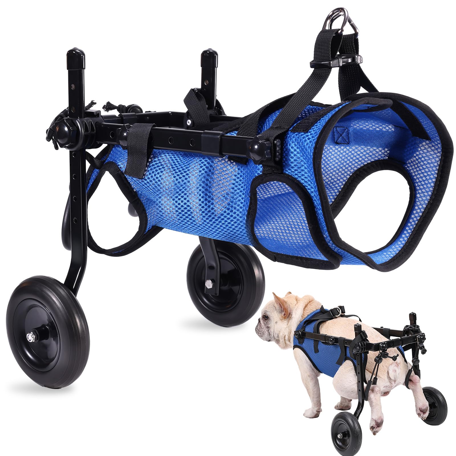 Photo 1 of Dog Wheelchair for Back Legs, Mobility Aid with Disabled Hind Legs Walking, Light Weight Wheelchair for Leg Support Helps Senior, Injured and Paralyzed, Small Dog Wheelchair Carts with Wheels (Small)