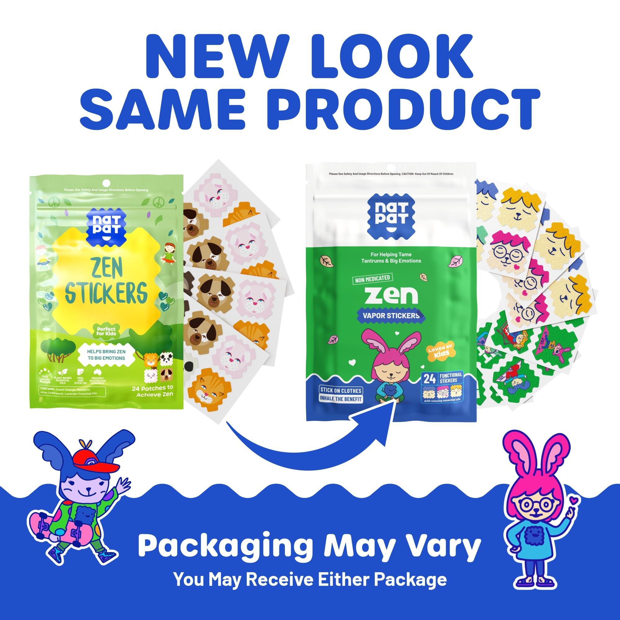 NATPAT Zen Patch Mood Calming Stickers for Kids and Adults - Chemical and Drug Free, Mood Support for Relaxation, Calm and Emotion Regulation - BuzzPatch Natural Patch (24 Pack)