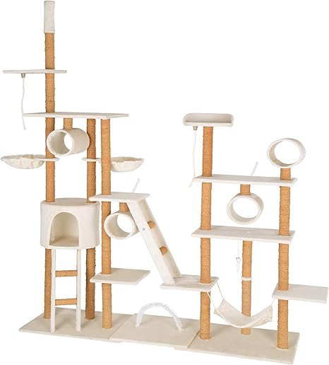 Tectake Arbre A Chat Xxl Griffoir Hauteur De Plafond 4 Tunnels 2 Cordes A Jouer Diverses Couleurs Au Choix Beige No Amazon Fr Animalerie