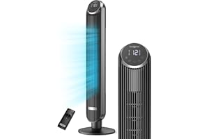 PARIS RHÔNE Tower Fan, 42” Bladeless Fan, 120° Oscillating Fan, 24 dB Quiet DC Motor, 12 Speeds, 4 Modes, Dustproof Mesh Filter, 12H Timer, Standing Fan with Remote for Bedroom, Home, Office