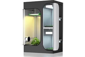 TopoGrow 2-in-1 36"X24"X53" Grow Tent Indoor Reflective Diamond Mylar Growing Tents Room House for Plant Propagation, Veg and Flower with Removable Floor Tray Exhaust Vents Hydroponic Growing System