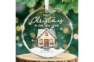 ARVEXO First Christmas Ornaments 2025 – Christmas Tree Decoration Glass Ornaments – First Home Ornament – New Home Decor, Birthday Housewarming Gift for Couples Family Homeowners