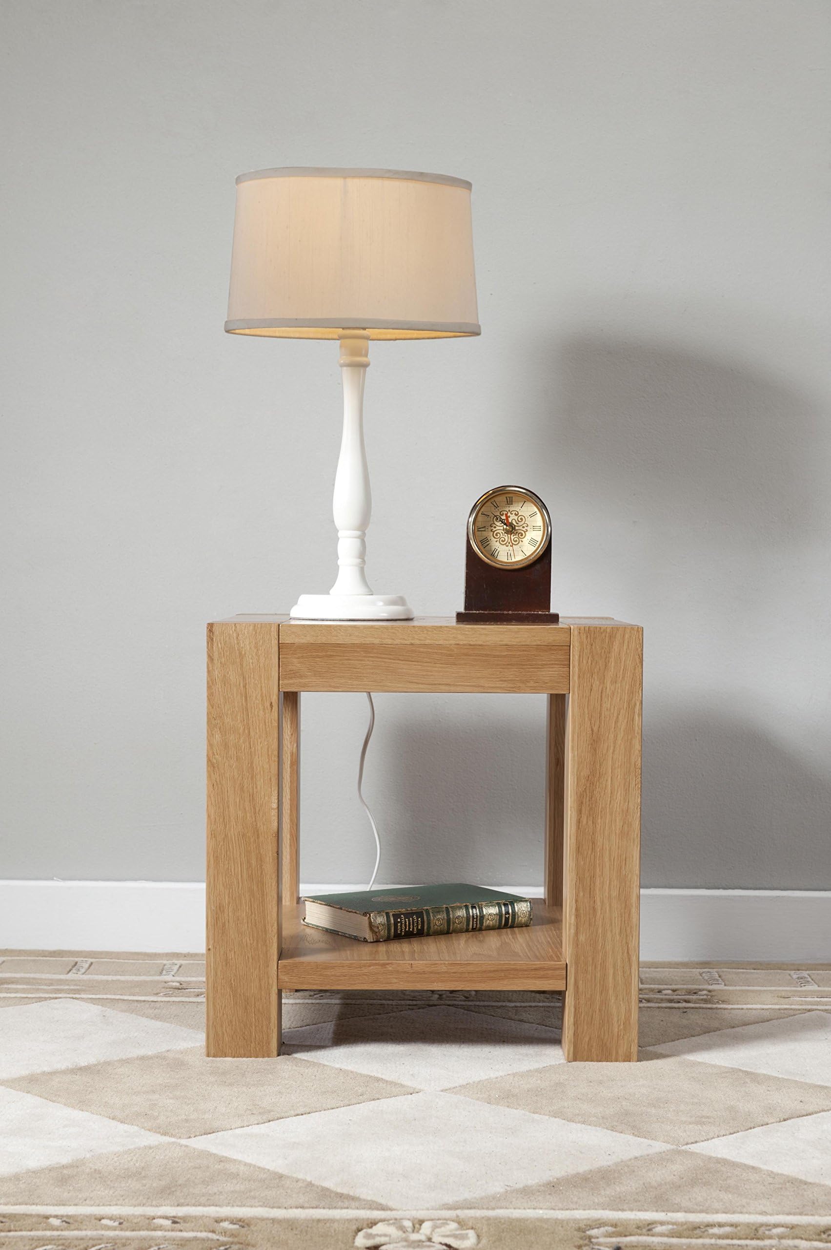 Lucerne Solid Oak Lamp Table shelf