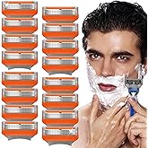 16 PCS Razor Blade Shaving Razor Blade Refills for Fusion 5, Mens Shaving Blades Refills-Orange New Version