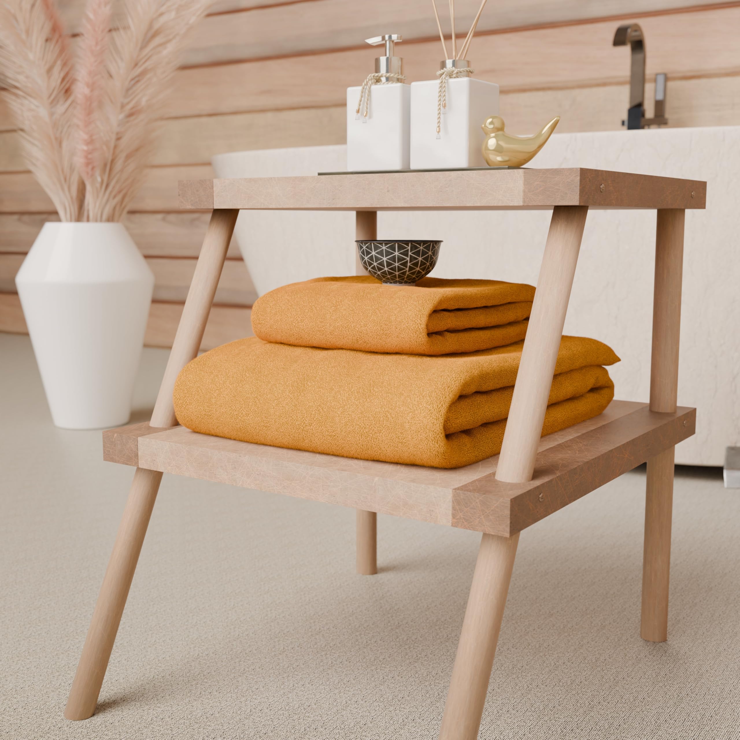 PETTI Artigiani Italiani - 100% Cotton Terry Bath Towels, 1+1 Towel Set, 2 Pieces 1 Face Towel and 1 Hand Towel, Orange Towels