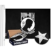 G128 POW MIA Flag | 3x5 Ft | Double ToughWeave Series Double Sided Embroidered 210D Polyester | Embroidered Design, Indoor/Outdoor, Brass Grommets, Heavy Duty, 2-ply
