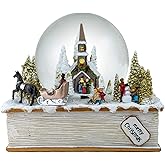Winter Holiday Scene on Book Snow Globe by The San Francisco Music Box
