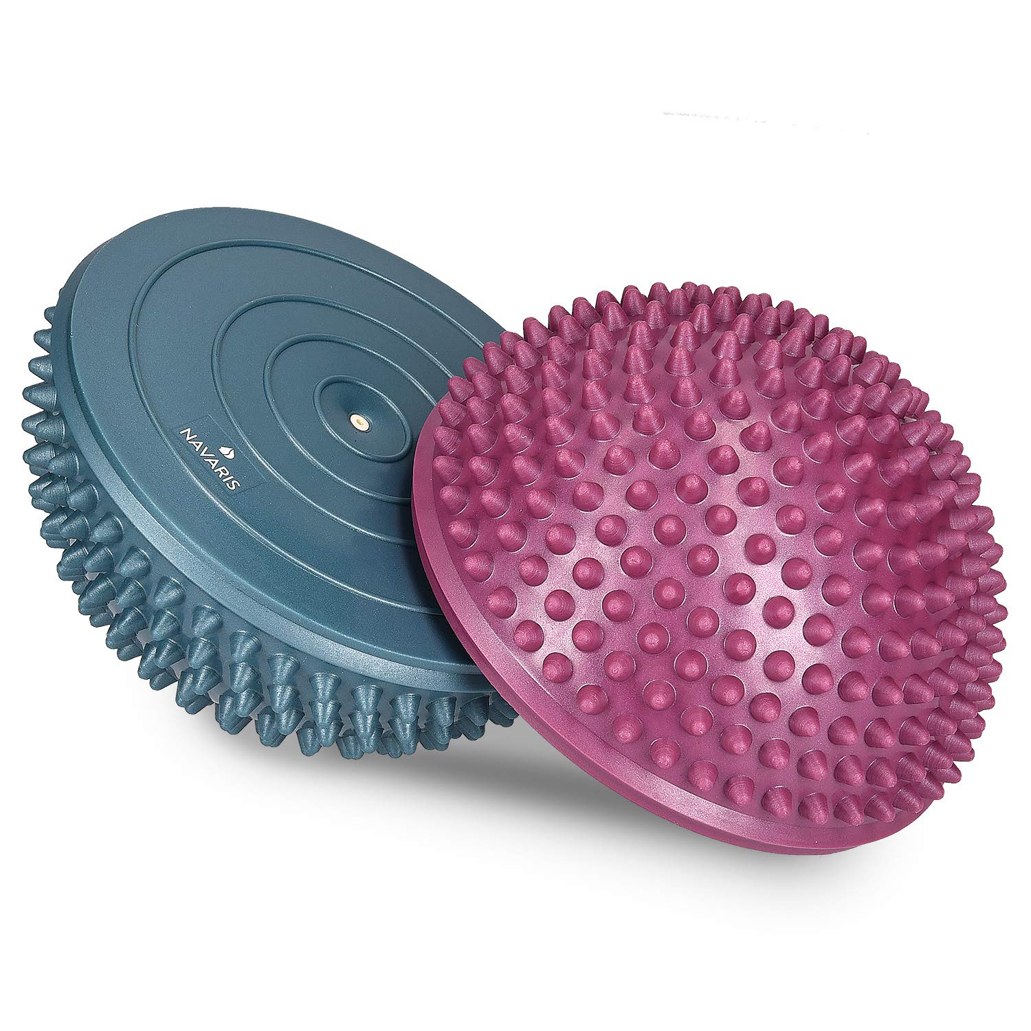 Navaris 2x Hedgehog Balance Pods - Set of 2 Spiky Fitness Domes for Sports, Foot Massage, Stability Training, Balancing Therapy in Multiple Colors