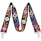 Greaciary Wide Purse straps Crochet Flower replacement crossbody for Handbag Adjustable Embroidery Knit Guitar Shoulder strap