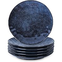 Vicrays Ceramic Dinner Plates Set, 10.5 Inch, Set of 6, Round, Microwave, Oven, Dishwasher Safe, Scratch Resistant, Porcelain