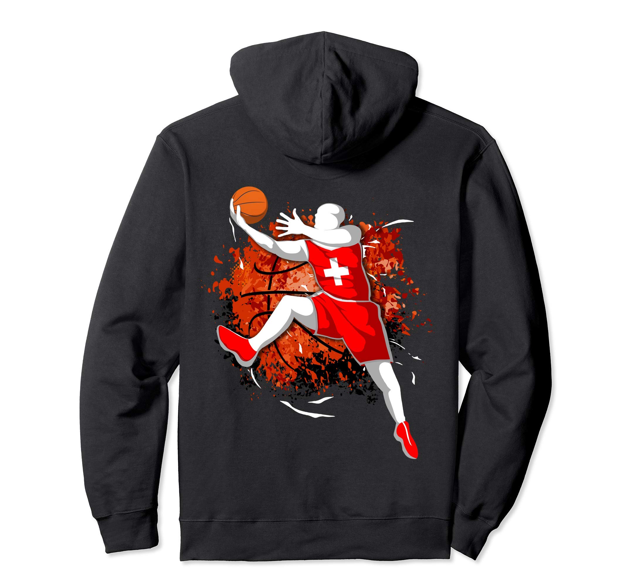 Proud Switzerland Basketball Lover Swiss National Flag Pride Pullover Hoodie
