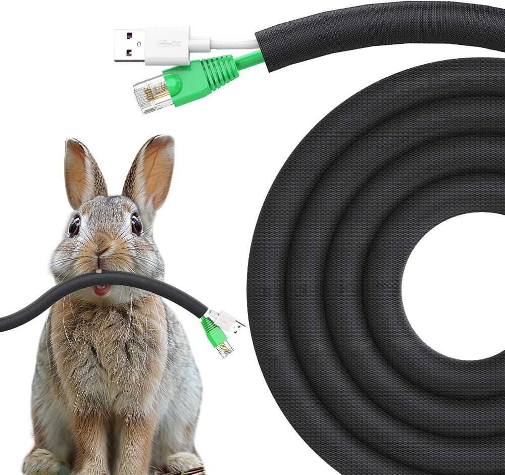 REFLYING Dog Cat Cord Protector 3 Meters 9.5mm Braided Cable Sleeve