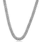 Kooljewelry Sterling Silver Unisex 6 mm Popcorn Chain Necklace (18 inch)